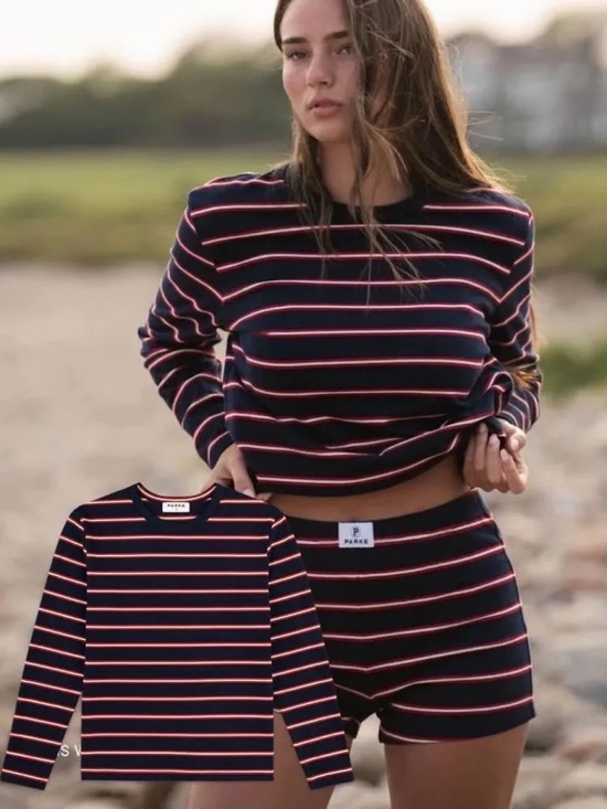 Parke Tops - PARKE Long Sleeve Striped Tee